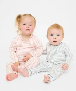 Ziggy Zip Romper in Dusty Blue Mini Stripe