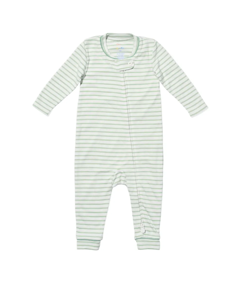 Ziggy Zip Romper in Dusty Seafoam Mini Stripe